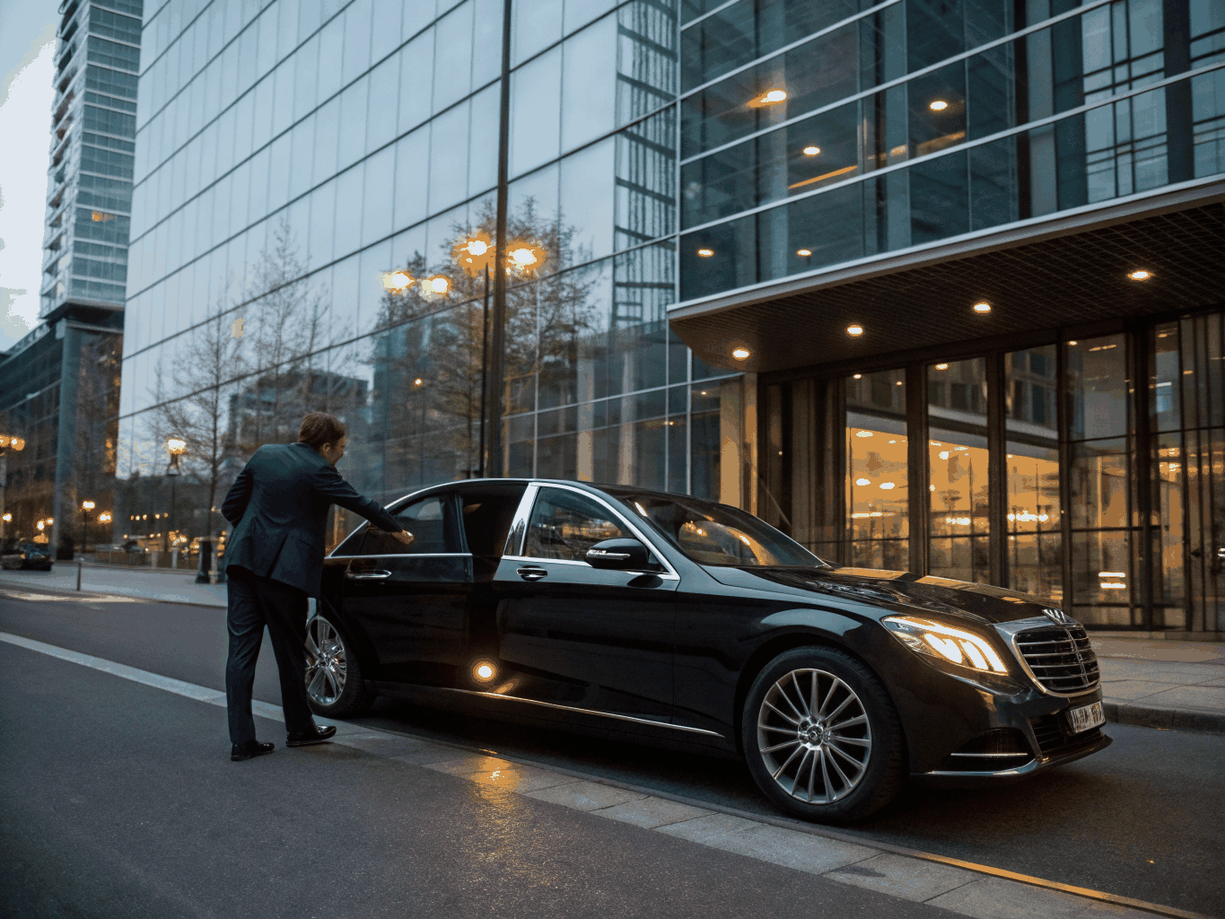 Chauffeur privé officiel devant les monuments historiques de la vieille ville de Berne