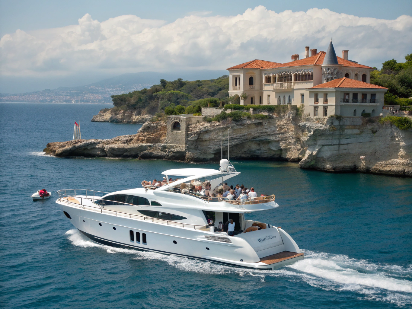 Yacht de luxe privé navigant au large de la Côte d'Azur à Cannes et Monaco
