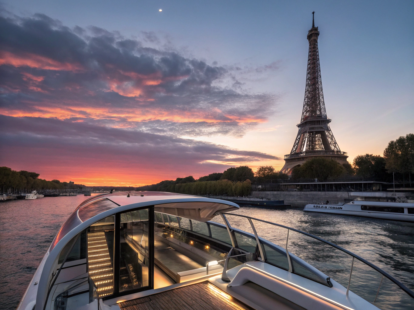 Croisière privée de prestige sur la Seine avec vue sur la Tour Eiffel
