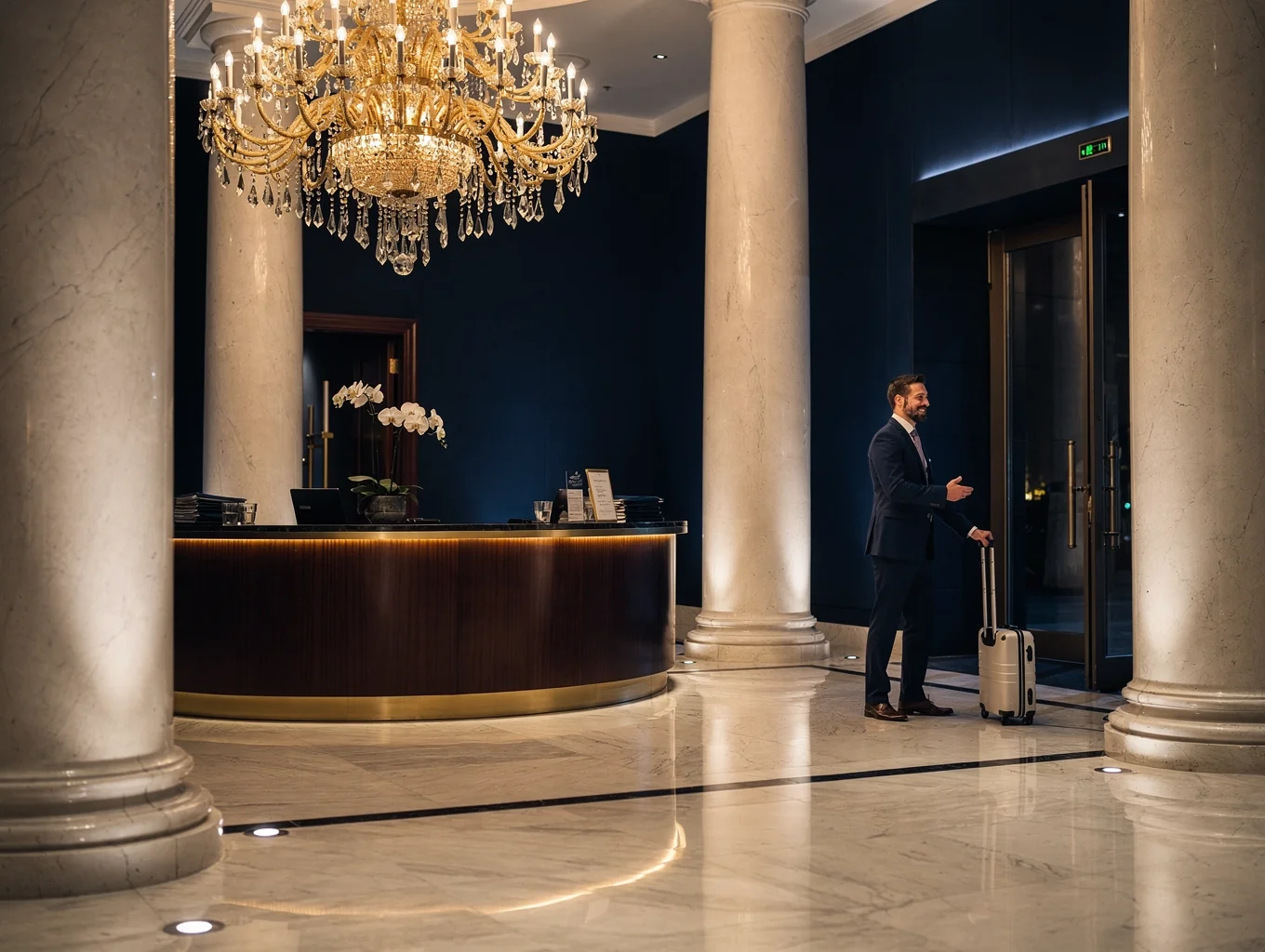 Entrée d'un palace cinq étoiles en Suisse