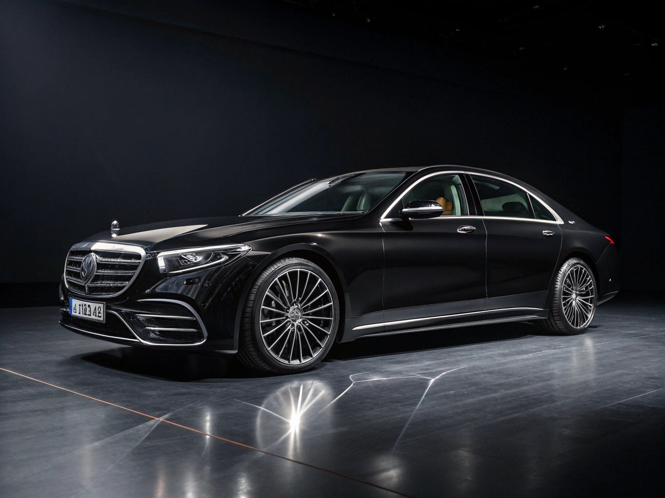 Mercedes-Benz Classe S noire en studio de prestige avec chauffeur