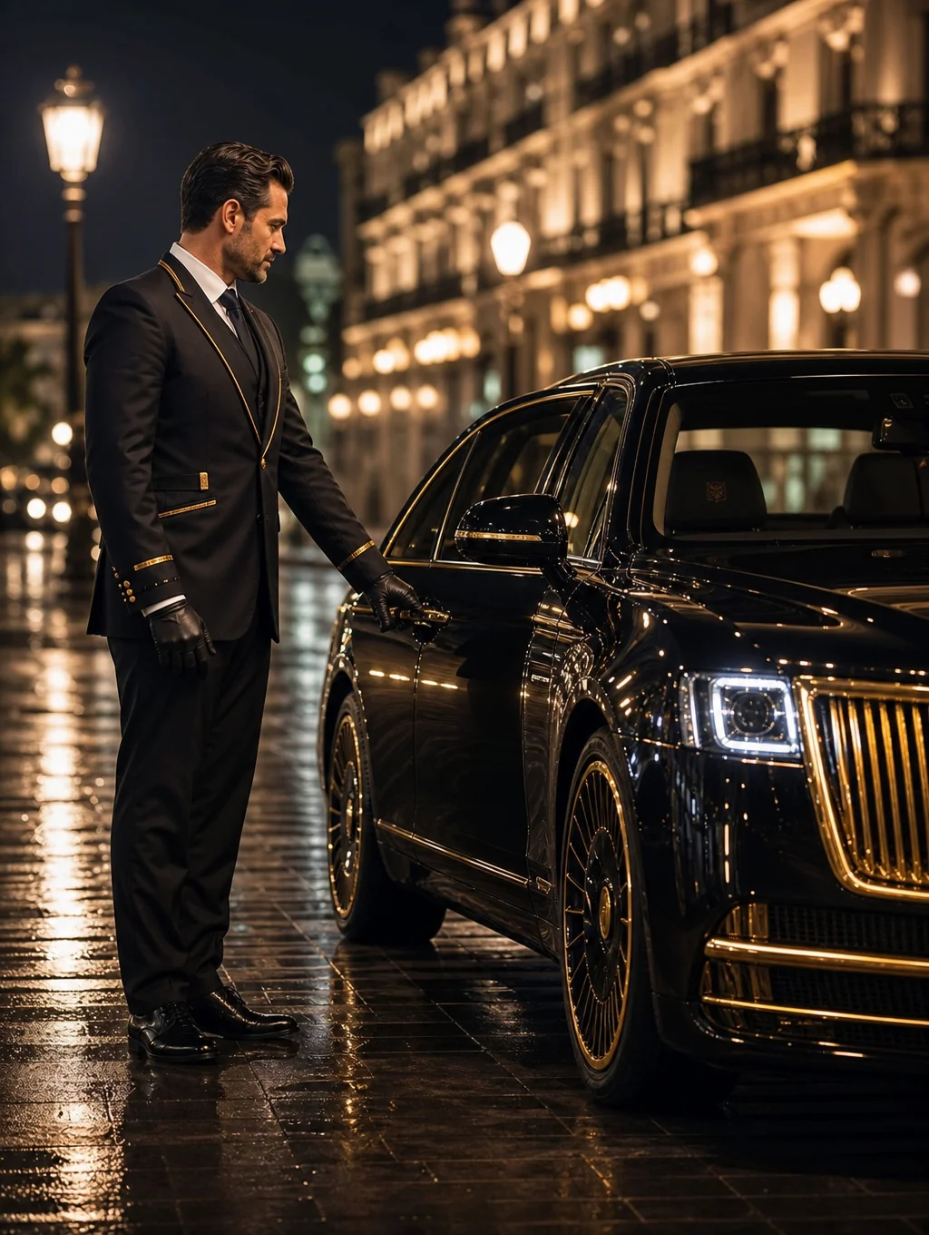 Chauffeur privé en costume protocolaire sur la Côte d'Azur